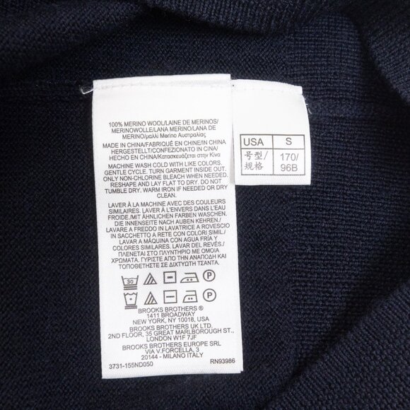 Brooks Brothers Merino Wool Full Zip Sweater Navy Blue Preppy Italian - Picture 12 of 12